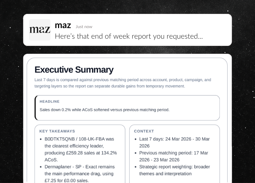 PDF performance report generated by Maz